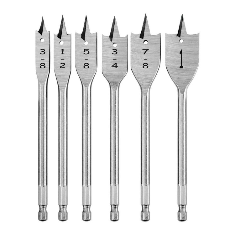 This TO-WBS-06 spade bit set is heavy duty guaranteed for strength, efficiency, and durability. Get maximum speed and clean holes with its fast start tip and deep flute paddle. 6 Slandered sizes,3/8″‚ 1/2″‚ 5/8″‚ 3/4″‚ 7/8″‚ and 1″.