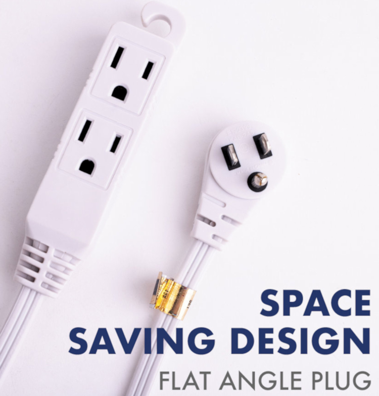 Organize your office or home with Uninex EC1606AUL extension cord. Space-saving flat angle plug, 3 outlets, and hanging hook reduce clutter. UL listed for safety Design Layout.