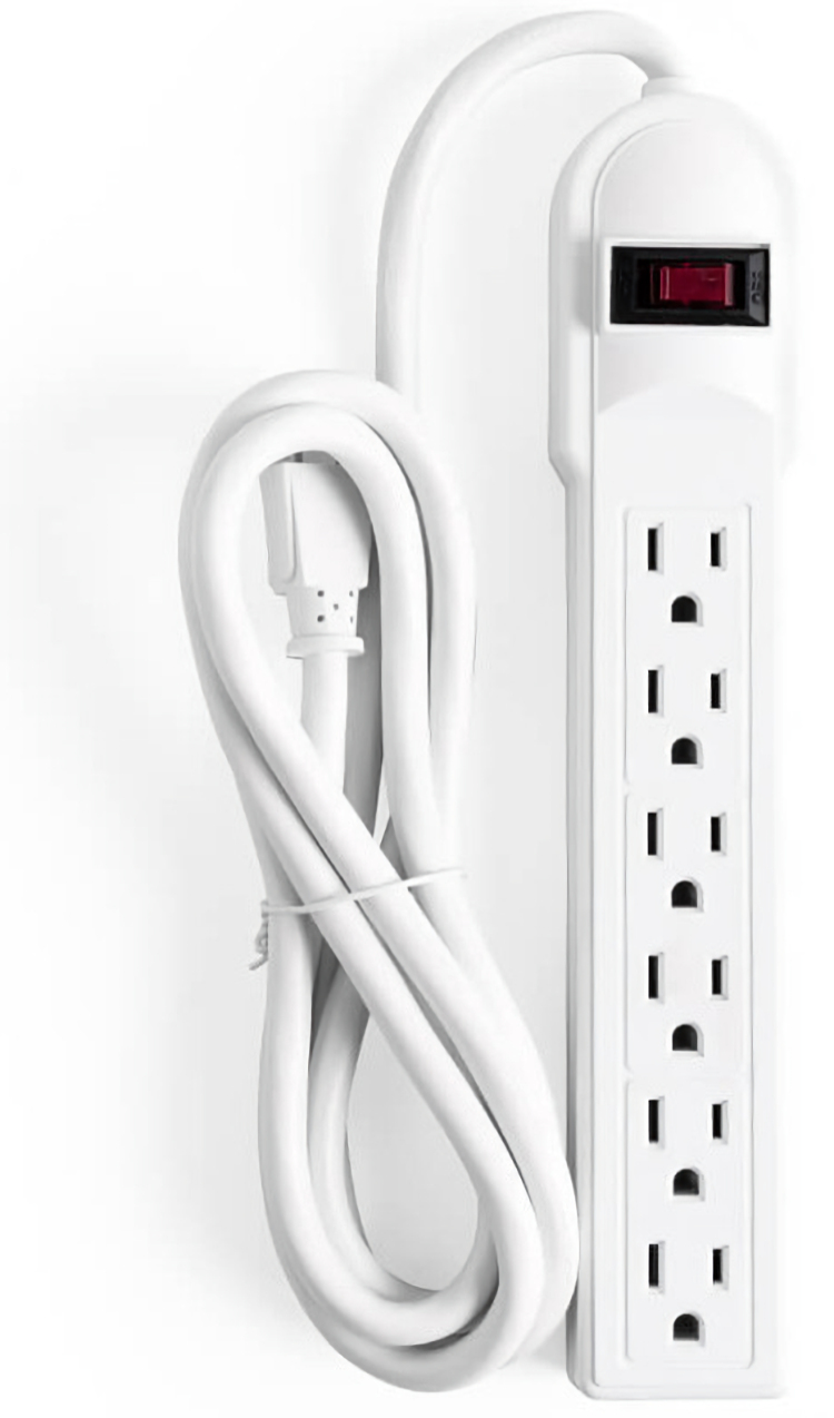 TR-PS09S-6 POWER 6 OUTLET, 6ft (1.83 meters) cord Power Strip With Surge Protection No Box Front View