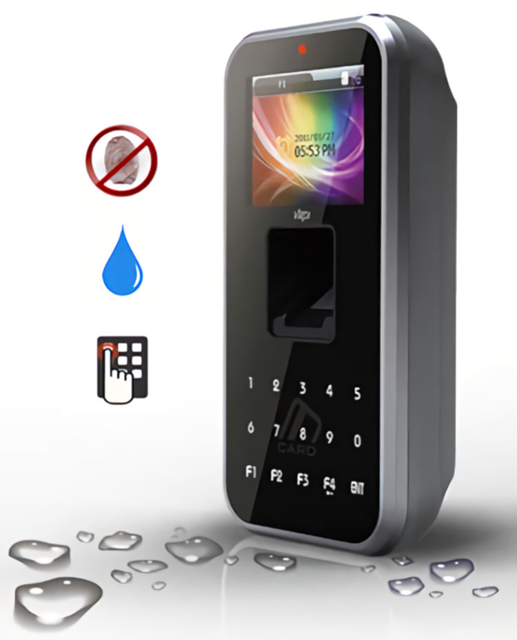 VIRDI DA-AC5000RF Fingerprint Scanner IP65-Rated Housing Customizable LCD LED Touch Keypad POE RF and Smart Card Support Patented Optical Sensor Tech Protection