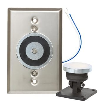 Virdi DA-BR-DH505 Is an Electromagnetic Door Holder Suitable for Fire Escape Doors In Large-Scale Buildings. 100 Lb. (45.36 Kg) Of Holding Force, Adjustable and Fixed Armature Plate, 12 Or 24VDC, No Residual Magnetism.