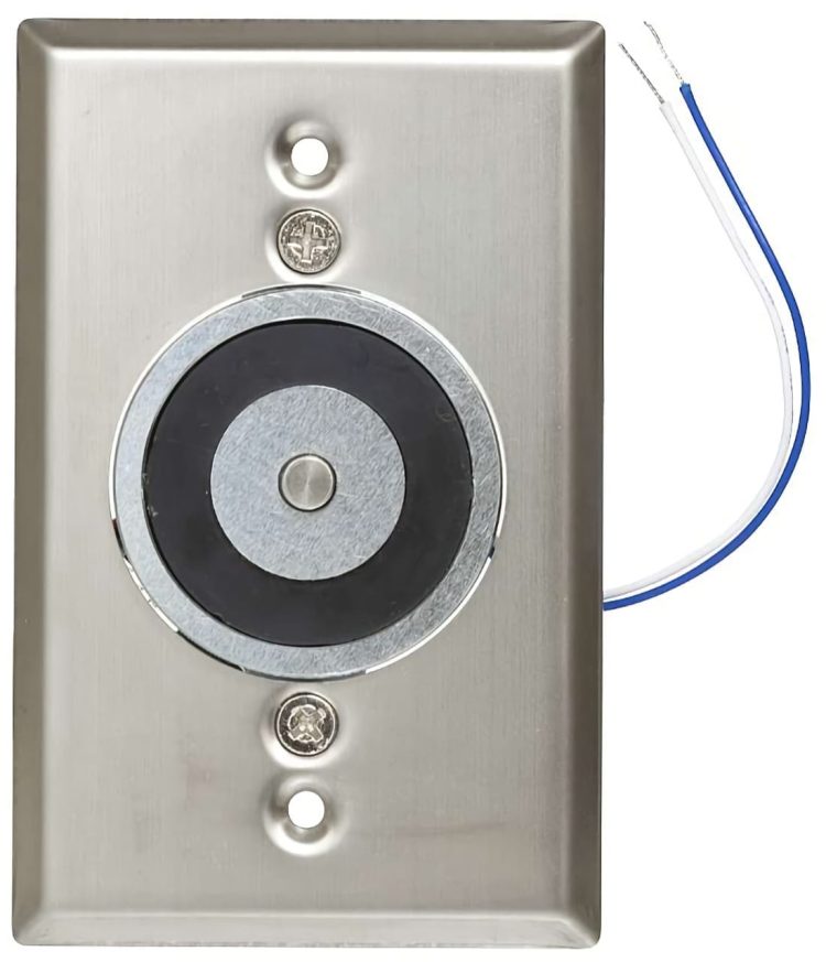 Virdi DA-BR-DH505 Is an Electromagnetic Door Holder Suitable for Fire Escape Doors In Large-Scale Buildings. 100 Lb. (45.36 Kg) Of Holding Force, Adjustable and Fixed Armature Plate, 12 Or 24VDC, No Residual Magnetism Front