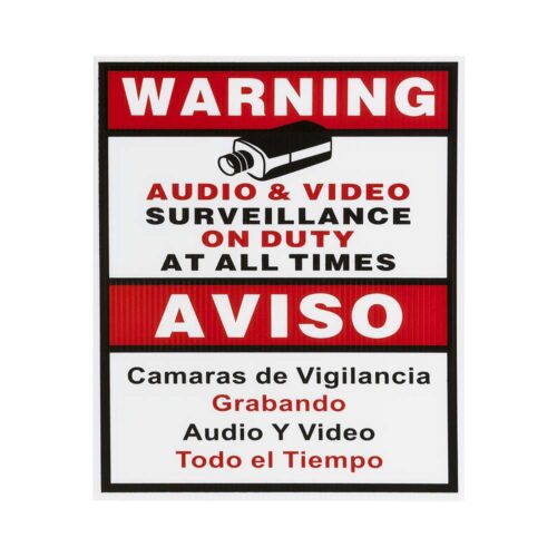 WA-SIGN1109 Video Surveillance Warning Sign, 9″(W)x11″(H) size, Plastic, English & Spanish
