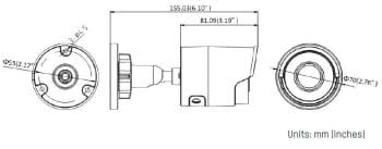 Hikvision DS-2CD2045FWD-I 4MP Outdoor Network Bullet Camera with 2.8, 4 or 6 MM Lens and DarkFighter Night Vision Dimensions