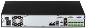 Dahua DHI-N54B5N 32-channel 4K NVR, efficient compression, advanced features for remote management. 32 IP cameras and 40 TB internal storage rear view.