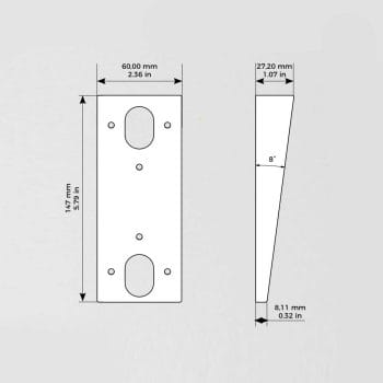 Doorbird A8001 Wall Mount Adaptor for D1101V - Wedge Vertical Dimensions