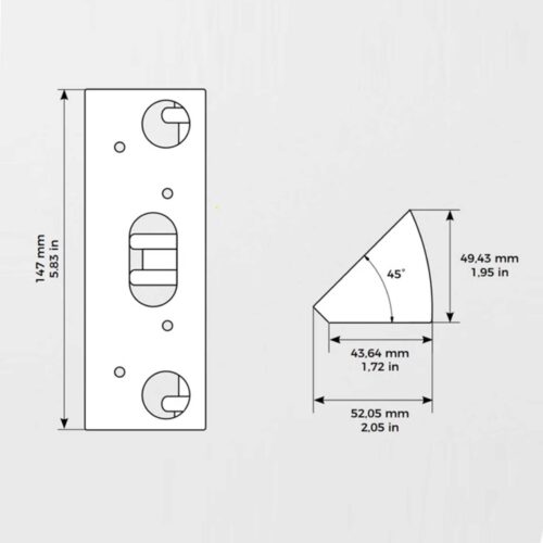 DoorBird Angle corner wall-mount-adapter A8002 for D1101 Surface-mount Dimensions