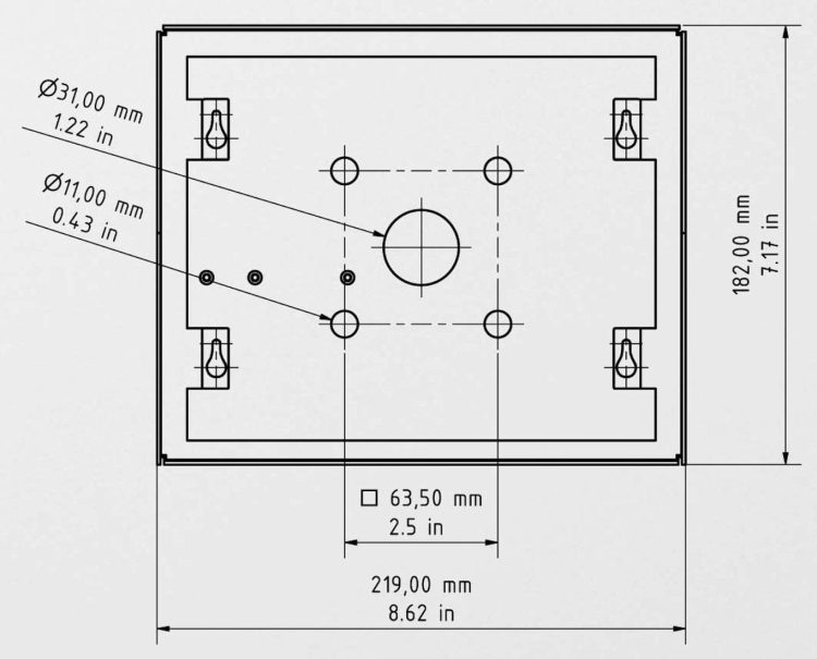 D1101KH Classic Surface-mount IP Video Door Station; Housing Dimensions