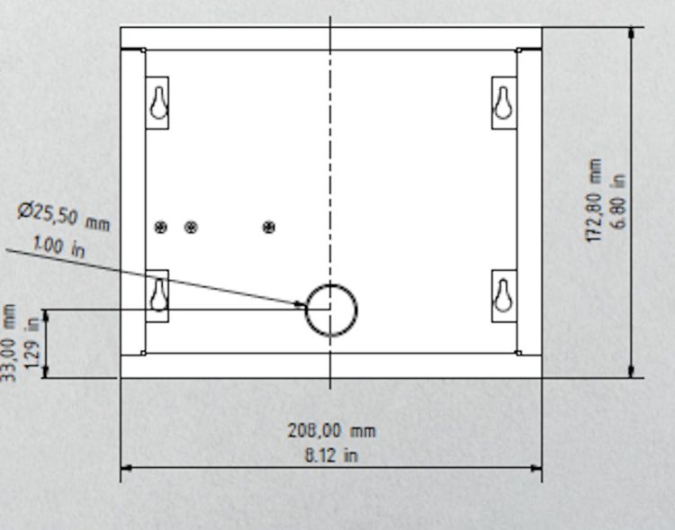 DoorBird D1101KH-FMB Flush Mounting Housing (Back Box), For DoorBird D1101KH-M-F and D1101KH-C-F Dimensions