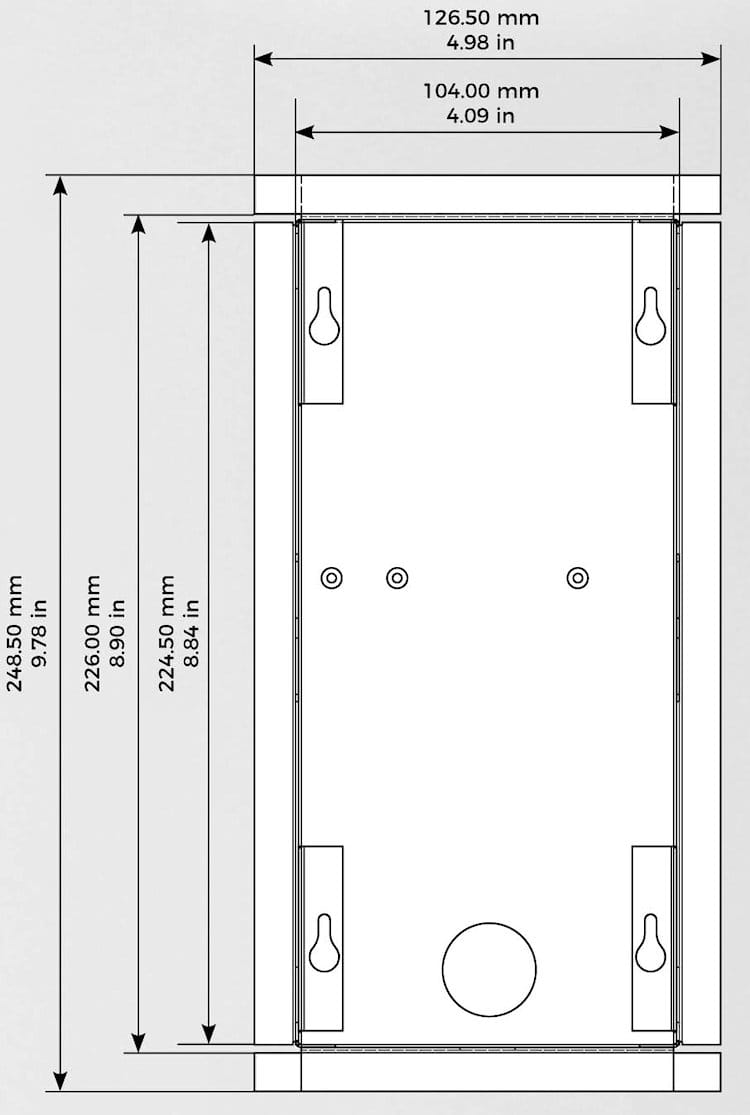 DoorBird D2101V-SMB Surface-Mounting Housing Back Box Stainless Steel Front Panel Dimensions