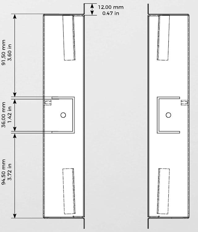 DoorBird D2101V-SMB Surface-Mounting Housing Back Box Stainless Steel Side Dimensions