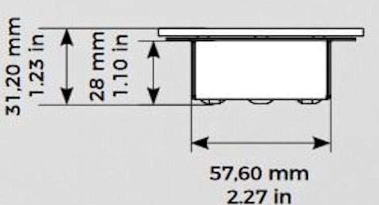 Doorbird D1101V-S Surface Mount IP Video Door Station Top Dimensions