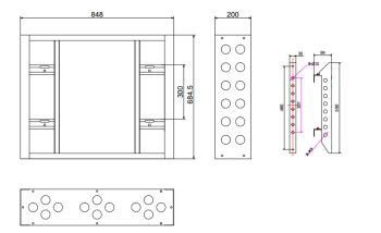 Hikvision CABINET-55-FRAME-HKA70-ZY  The CABINET-55-FRAME-HKA70-ZY from Hikvision is a modular bracket, frame part, available for DS-D2055NL/Y for DS-D2055NH-B Or DS-D2055NL-B Dimensions