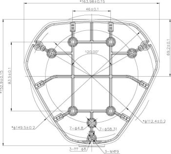 CB-FE Conduit Base for Fisheye Camera Dimensions