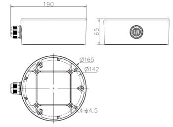 Hikvision CB165 Conduit Base Junction Box for Select Dome Cameras Dimensions