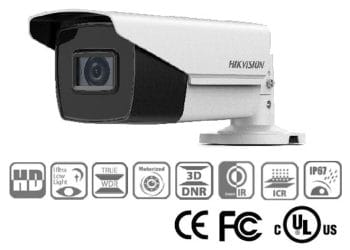 Hikvision DS-2CE19D3T-AIT3ZF Turbo HD 2MP Outdoor Ultra-Low Light Bullet Analog Camera, 2.7-13.5mm Motorized Varifocal Lens