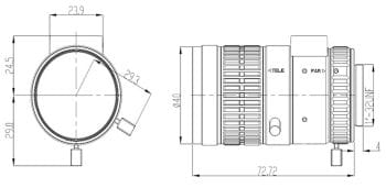 Hikvision TV0550D-4MPIR CS-Mount 5-50mm Varifocal Lens Dimension