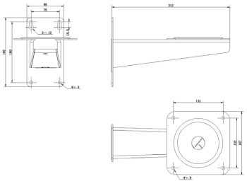 Hikvision WBPT-S Camera Mounting Bracket, Wall Mount, 309 MM Length x 182 MM Width x 167 MM Depth, Steel, White, For DS-2DY5223IW-AE Upright PTZ Camera Dimensions