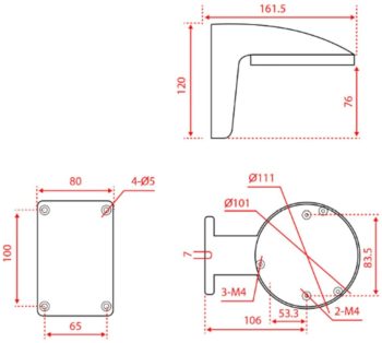 Securely mount your mini dome or dome camera with the Hikvision WM110B Indoor Wall Mount. With a 4.4 lb load capacity, it offers strength and a sleek design with wire outlet hole. Perfect for flat walls with good toughness and surface spray treatment Dimensions.