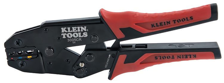 Effortlessly crimp 10-22 AWG insulated wire terminals with the Klein Tools 3005CR Ratcheting Crimper. Color-coded markings and a built-in ratchet ensure a perfect crimp every time. Say goodbye to hand fatigue with its comfortable grip and powerful lever-action design.