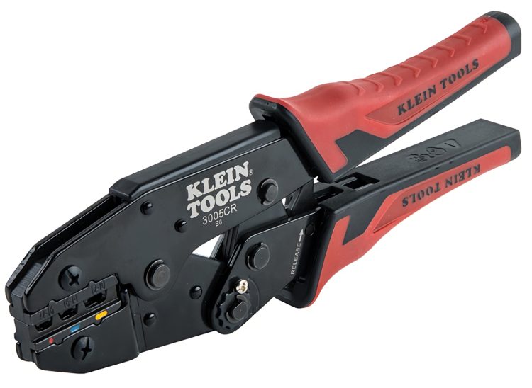 Effortlessly crimp 10-22 AWG insulated wire terminals with the Klein Tools 3005CR Ratcheting Crimper. Color-coded markings and a built-in ratchet ensure a perfect crimp every time. Say goodbye to hand fatigue with its comfortable grip and powerful lever-action design.