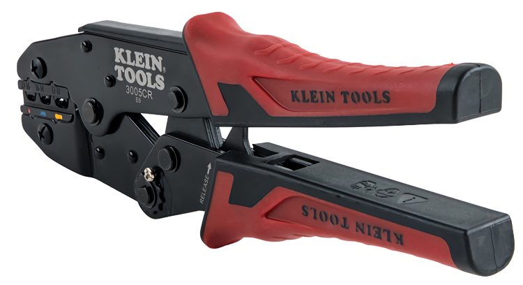 Effortlessly crimp 10-22 AWG insulated wire terminals with the Klein Tools 3005CR Ratcheting Crimper. Color-coded markings and a built-in ratchet ensure a perfect crimp every time. Say goodbye to hand fatigue with its comfortable grip and powerful lever-action design.