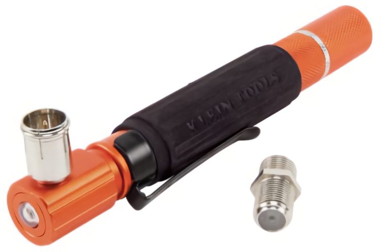 Efficiently test coaxial cables with the VDV512-007 from Klein Tools. Audible and LED indicators confirm continuity and shorts F Connector