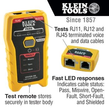 VDV526-100 Network Cable Tester, LAN Explorer Data Cable Tester with Remote