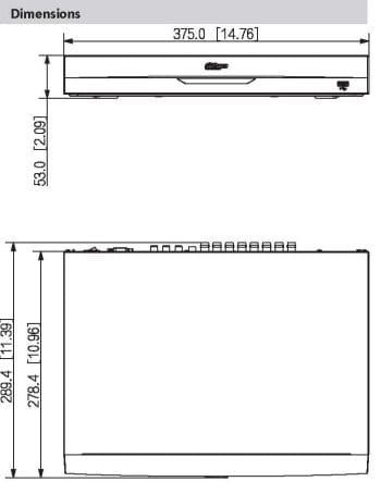 X52B3A Pro Series 16 Channel 1080p Pentabrid HD CVI DVR Dimensions;