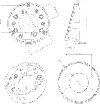 Hikvision AB110B Black Angled Bracket Mount for Select Dome Cameras Dimensions