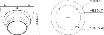 Dahua Technology A51BJ02 5MP Outdoor HDCVI Turret Camera with Night Vision Dimensions