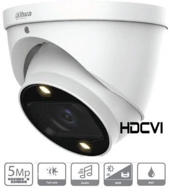 Dahua A52CJ6Z Pro-Series 5MP Night Color 2.0 HDCVI Turret Camera, 2.7, 13.5 Varifocal Lens, White