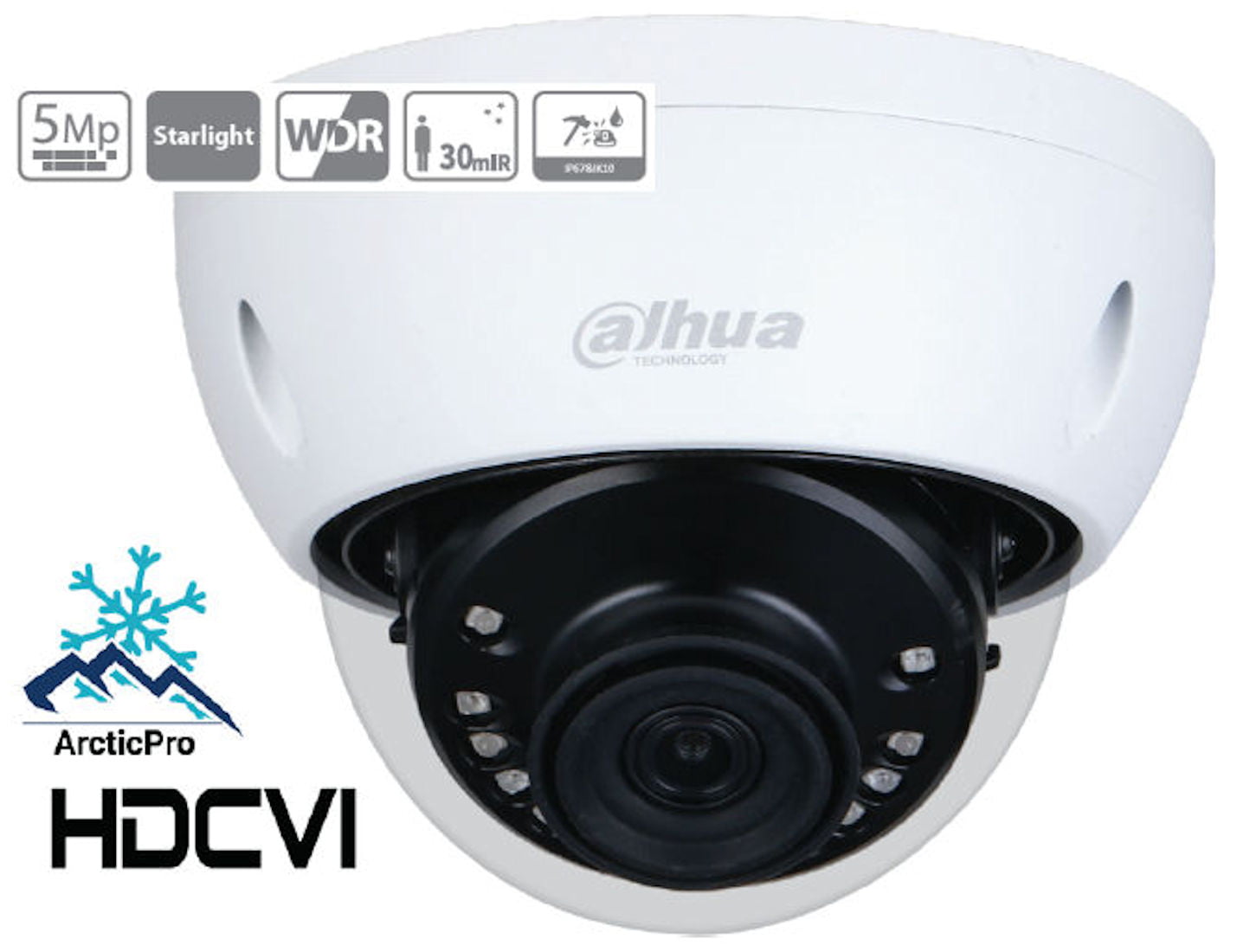 Dahua A52BL62 2880 x 1620 MAX Resolution BNC 5MP IR 2.8mm HDCVI Dome with 16:9