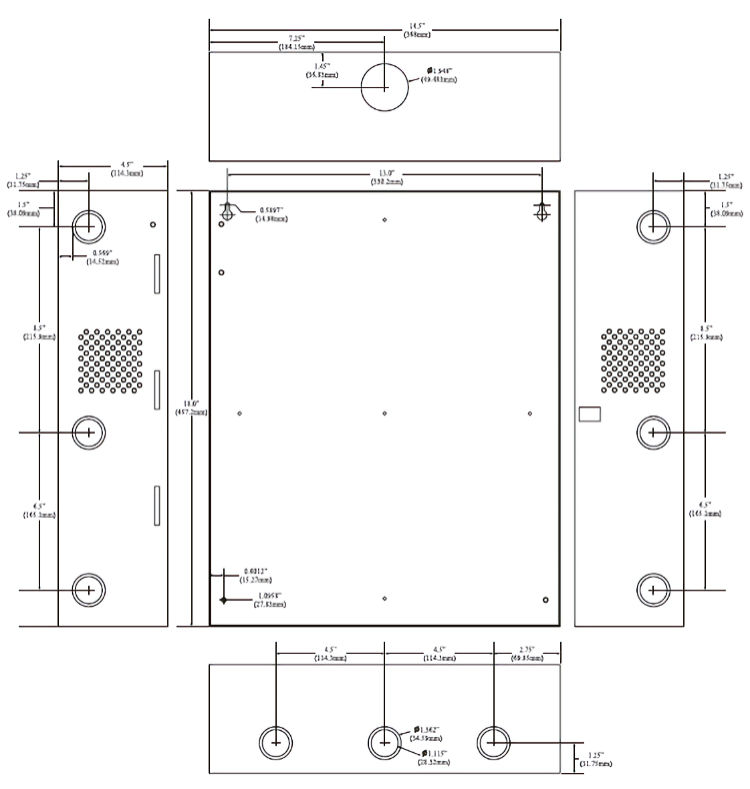 Upgrade your access control system with Vicon's VAX-TROVE-4DR, a four-door controller with secure enclosure and power supply. Supports Wiegand and OSDP protocols for efficient reader communication Cabinet Dimensions.