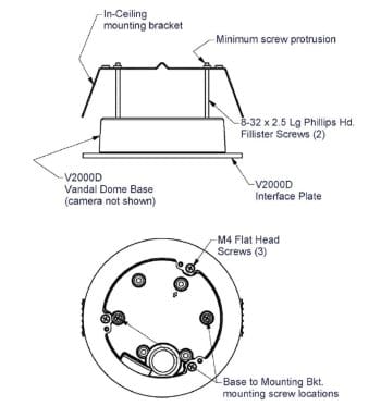 V2000D-ICH In-Ceiling Mounting Kits for the V2000D Dome Cameras Installation Setup