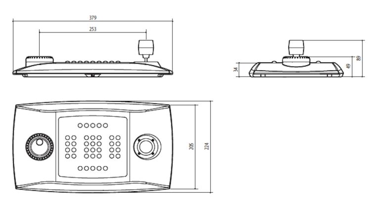 VN-KEYPAD A 3-function keypad configured via a single USB cable Dimendiond