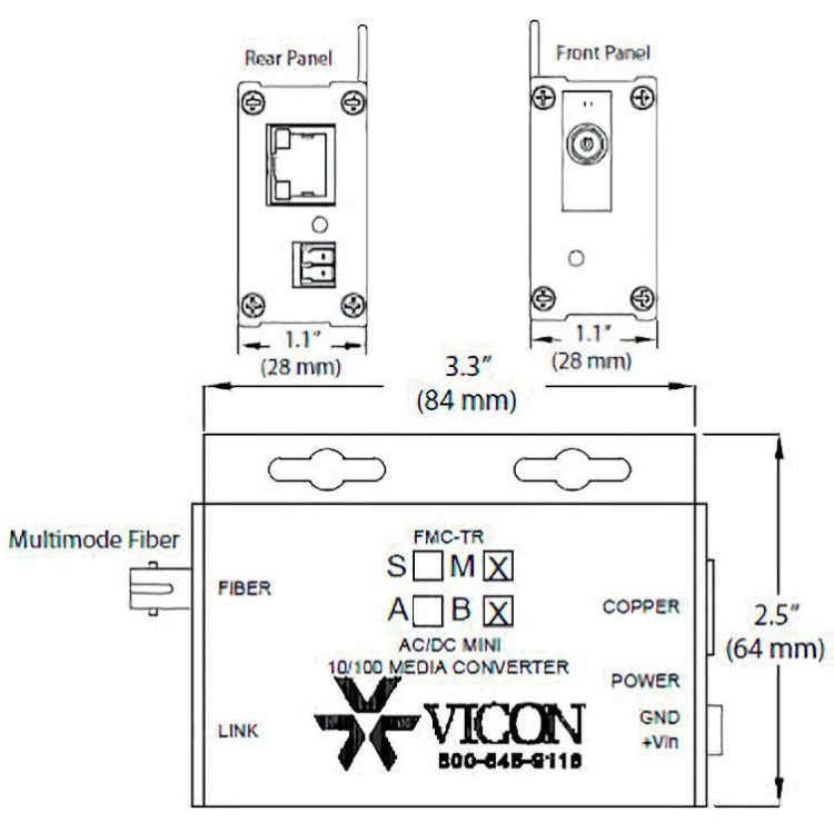Boost your video surveillance network with Vicon Industries FMC-TRM-B mini media converter. Extend Ethernet range up to 2 miles (3.22 km) with ST connectors and automatic rate negotiation. Compact and rugged for extreme temperatures. Pair with FMC-TRM-A for a complete fiber link. #ViconSecurity #EthernetConverter