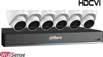 Dahua Technology C888E64A 8-Channel 4K UHD Pentabrid HDCVI DVR with 4TB HDD and 6 4K Outdoor Night Vision Turret Cameras