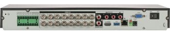 The Dahua X84R3L DVR offers 16-channel analytics+ with Pentabrid HDCVI technology, 4K resolution, and advanced features. Auto-detection and configuration of up to 32 IP cameras. With No Hard Drive, Five-year warranty Back_View.