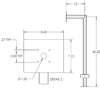 22PE1-DOOR-01-304 DoorBird pedestal dimensions drawing