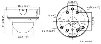 Hikvision AcuSense DS-2CD2743G2-IZS 4MP Outdoor Network Dome Camera with Night Vision and 2.8-12 mm Lens White Dimension