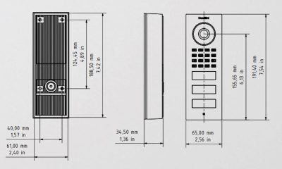 D1102V-S Surface-mount IP Video Door Station For Multi Tenant Buildings and Businesses with 2 Units and 2 Call Buttons Dimensions