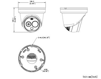DS-2TD1228T-2/QA Bi-spectrum Thermography Network Turret Camera Dimensions