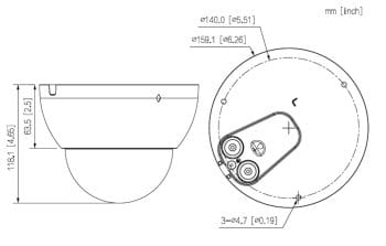 Dahua - DH-IPC-HDBW5842EN-Z4E-S2 - 4K IR Vari-focal ePoE Network Dome with Analytics+ Dimensions