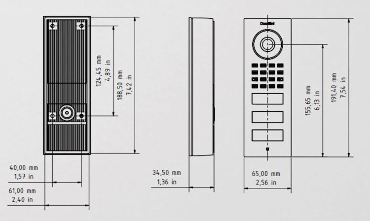 DoorBird D1102V Surface-Mount IP Video Door Station for Multi-Tenant Buildings And Businesses With 2 Units, 2 Call Buttons.