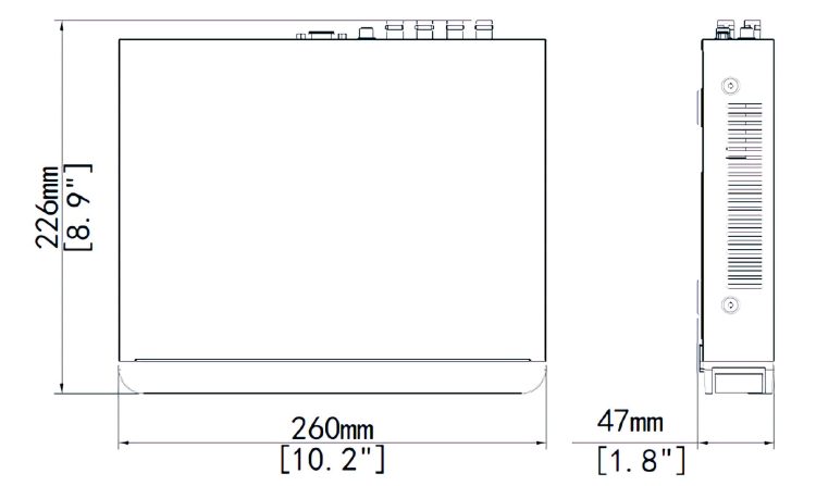 Uniview XVR301-08Q3 8-CH NVR with 8MP recording, long transmission distance, 4K HDMI and VGA output, H.265and H.264, ONVIF and RTSP support Dimensions