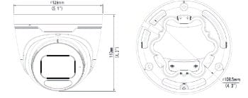 Uniview IPC3638SB-ADZK-I0 Black or White 8MP Outdoor Network Turret Camera Night Vision Up To 131 Ft 6kv Surge Protection and Smart IR Auto Control for Low-Light Conditions Dimensions
