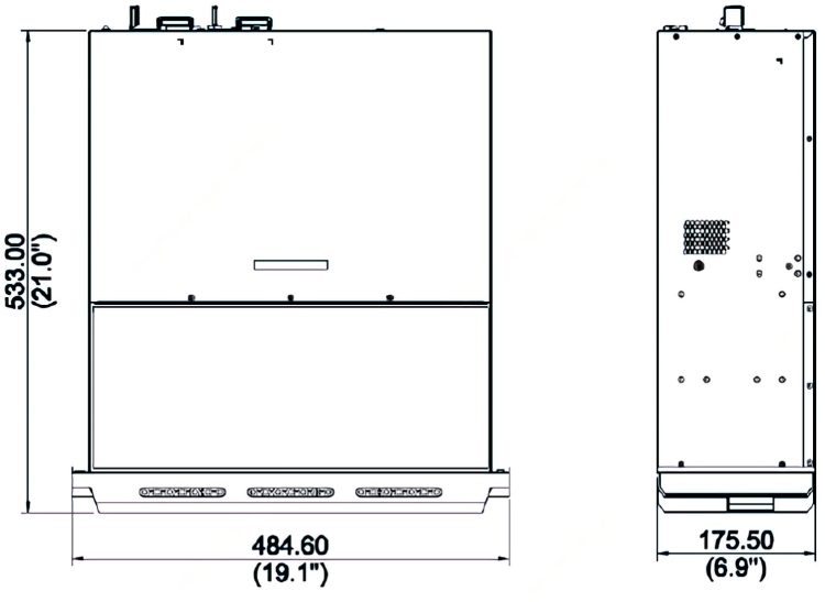 NVR824-256R 256 IP Video Inputs, 24 SATA Hard Drives, 10 TB RAID VCA Detection Face Recognition Crowd Density Monitoring Traffic Monitoring Dimensions