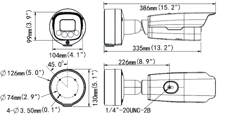 This Uniview HC121@TS8C-Z is a powerful 2MP camera with 10x optical zoom, 4 LED illumination beads, and Starlight optical sensor for low-light environments. Perfect for vehicle capture and recognition in any light condition, dimensions.