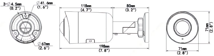 Uniview IPC2105SB-ADF16KM-I0 5MP image 180° wide-angle view Smart Intrusion Prevention True WDR Smart IR IP67 protection DC12V and POE power Get the highest quality image with Uniview Dimensions